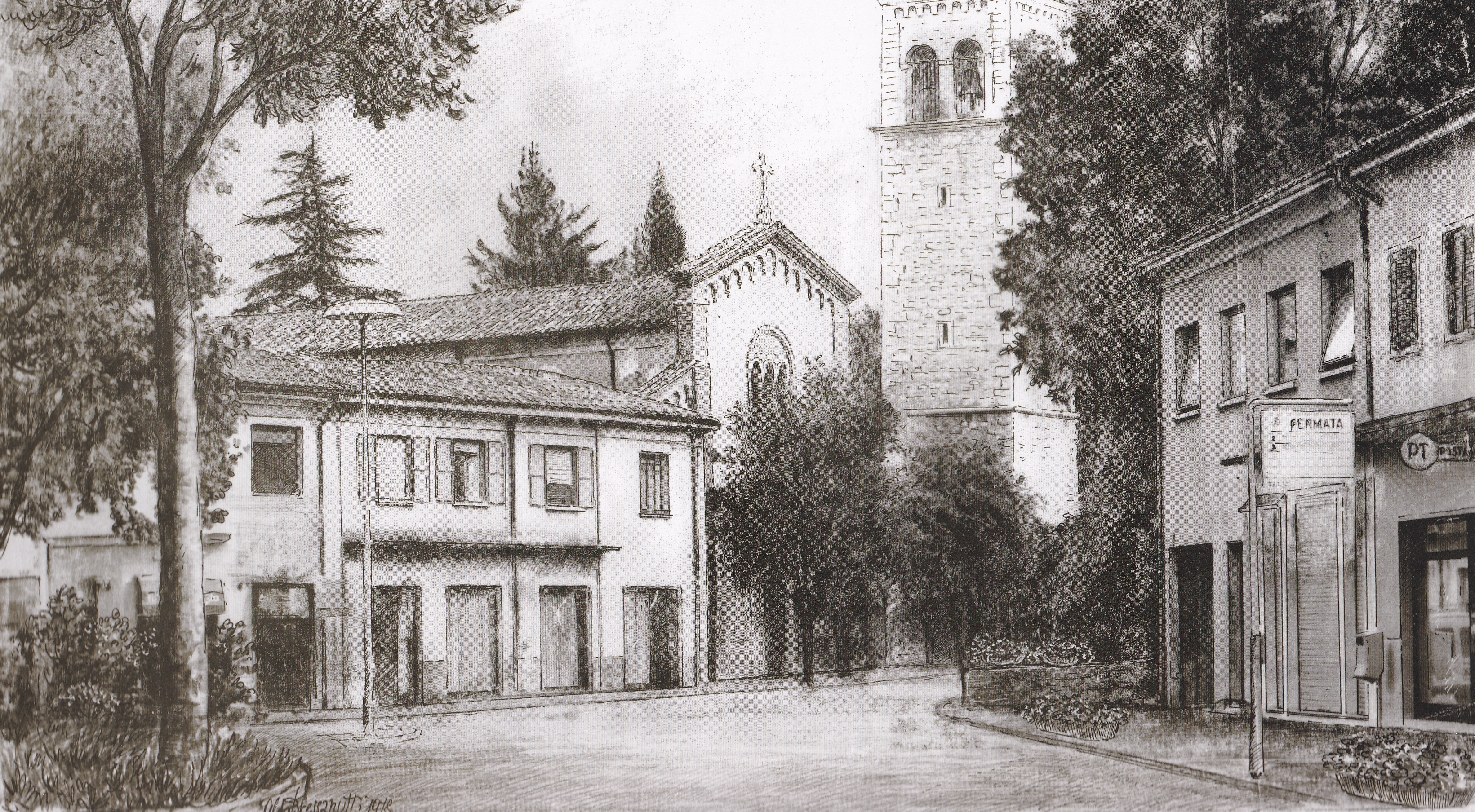 Staranzano: Chiesa dei SS. Pietro e Paolo ( disegno di A. Bressanutti)